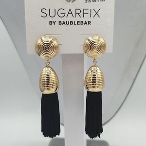 5 for $25! SugarFix BaubleBar Black Gold Tone Tassel Statement Earrings